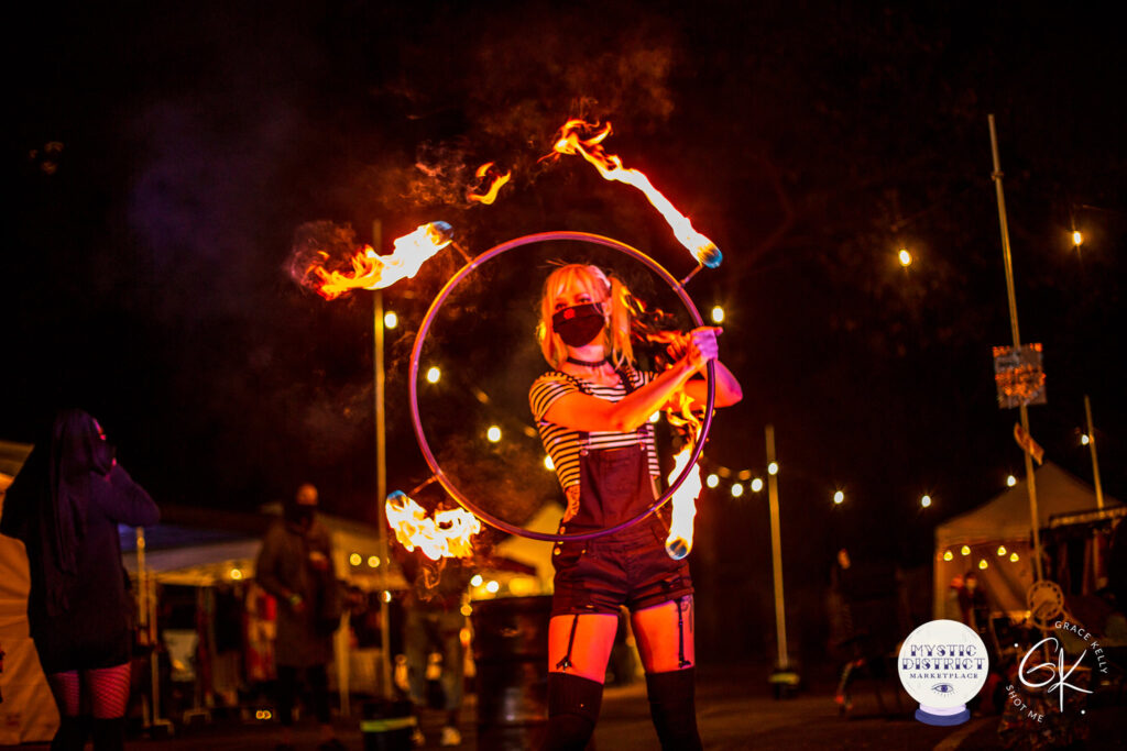 Fire Dancing Mystic District Market Frankie and Marley Productions